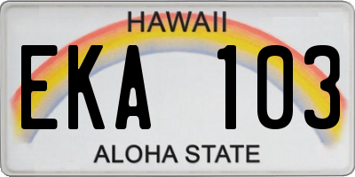 HI license plate EKA103