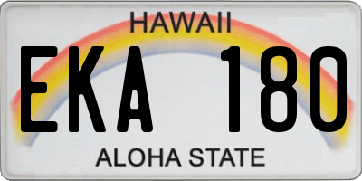 HI license plate EKA180
