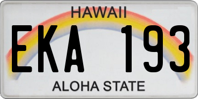 HI license plate EKA193