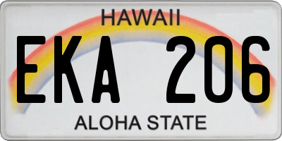 HI license plate EKA206