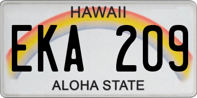 HI license plate EKA209