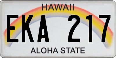 HI license plate EKA217