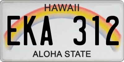 HI license plate EKA312