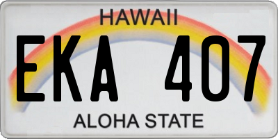 HI license plate EKA407