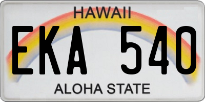 HI license plate EKA540