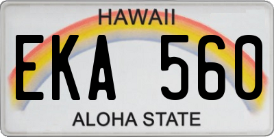 HI license plate EKA560