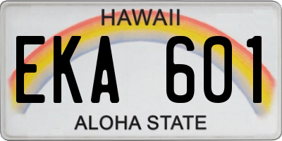 HI license plate EKA601