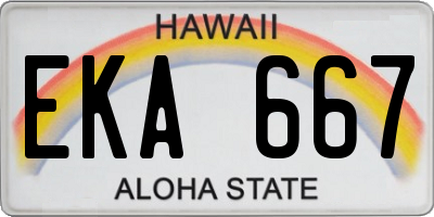 HI license plate EKA667
