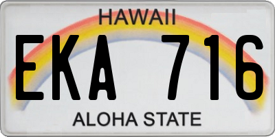 HI license plate EKA716