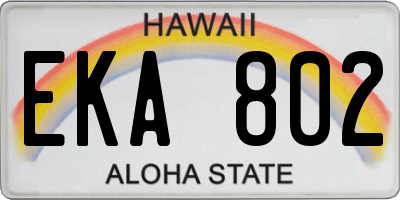 HI license plate EKA802