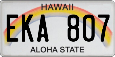 HI license plate EKA807