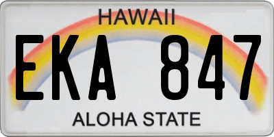 HI license plate EKA847