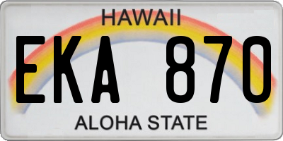 HI license plate EKA870