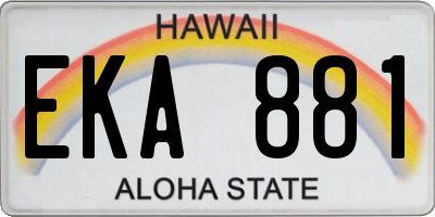 HI license plate EKA881