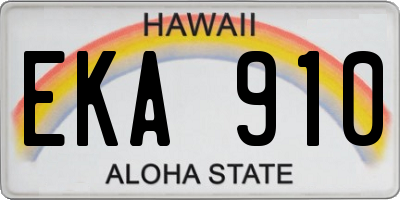 HI license plate EKA910