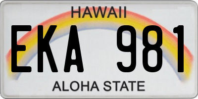 HI license plate EKA981