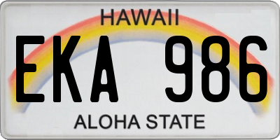 HI license plate EKA986