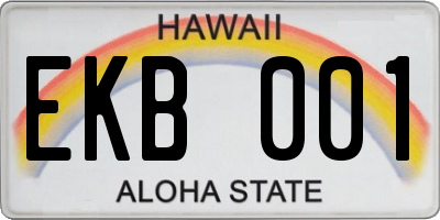 HI license plate EKB001