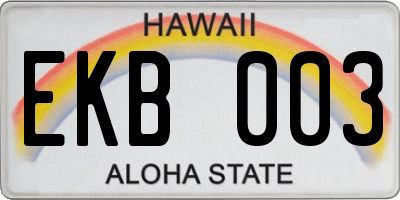 HI license plate EKB003