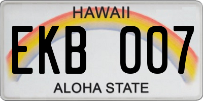 HI license plate EKB007
