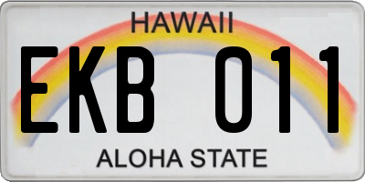 HI license plate EKB011