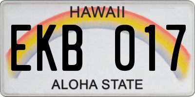 HI license plate EKB017