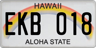 HI license plate EKB018