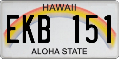 HI license plate EKB151