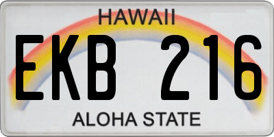 HI license plate EKB216