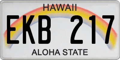 HI license plate EKB217