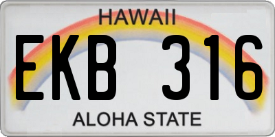 HI license plate EKB316