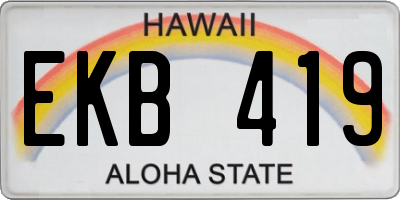 HI license plate EKB419