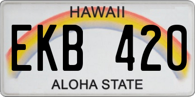 HI license plate EKB420