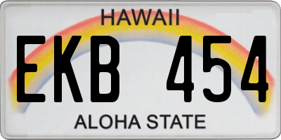 HI license plate EKB454