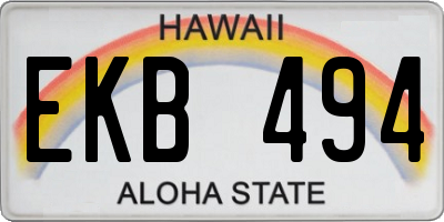 HI license plate EKB494