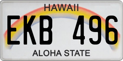 HI license plate EKB496