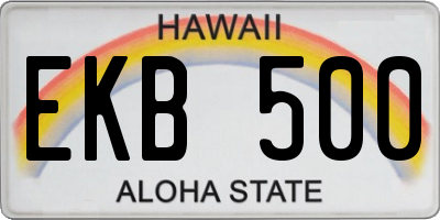 HI license plate EKB500