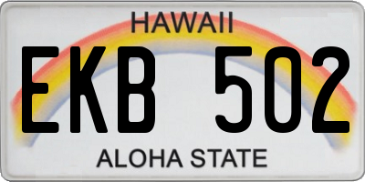 HI license plate EKB502