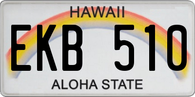 HI license plate EKB510