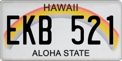 HI license plate EKB521