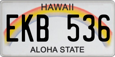 HI license plate EKB536