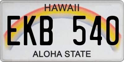 HI license plate EKB540