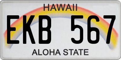 HI license plate EKB567