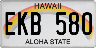 HI license plate EKB580