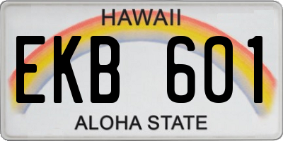 HI license plate EKB601