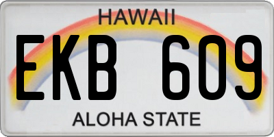 HI license plate EKB609