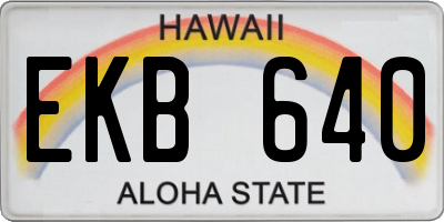 HI license plate EKB640