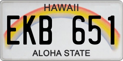 HI license plate EKB651
