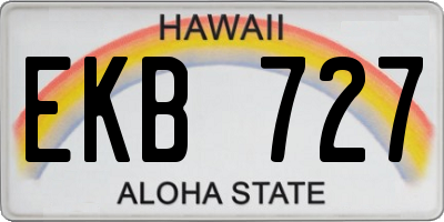 HI license plate EKB727