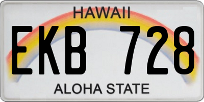 HI license plate EKB728